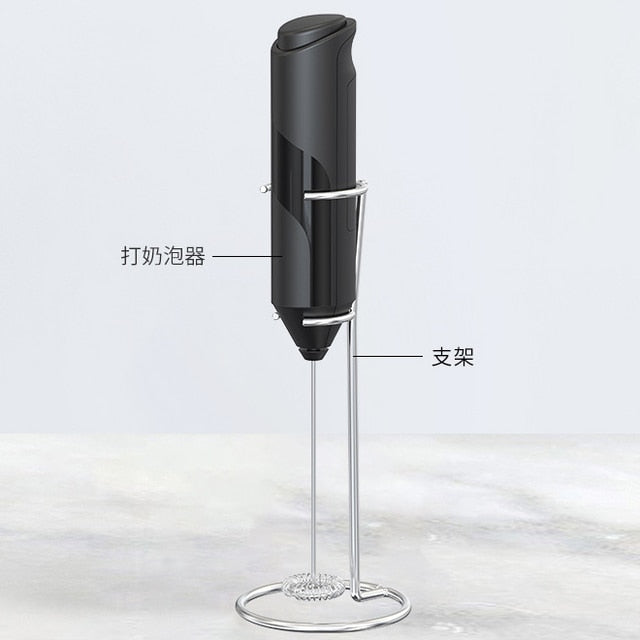 Electric milk frother custom portable hand mixer foam lattes coffee handheld usb rechargeable automatic milk frother with stand