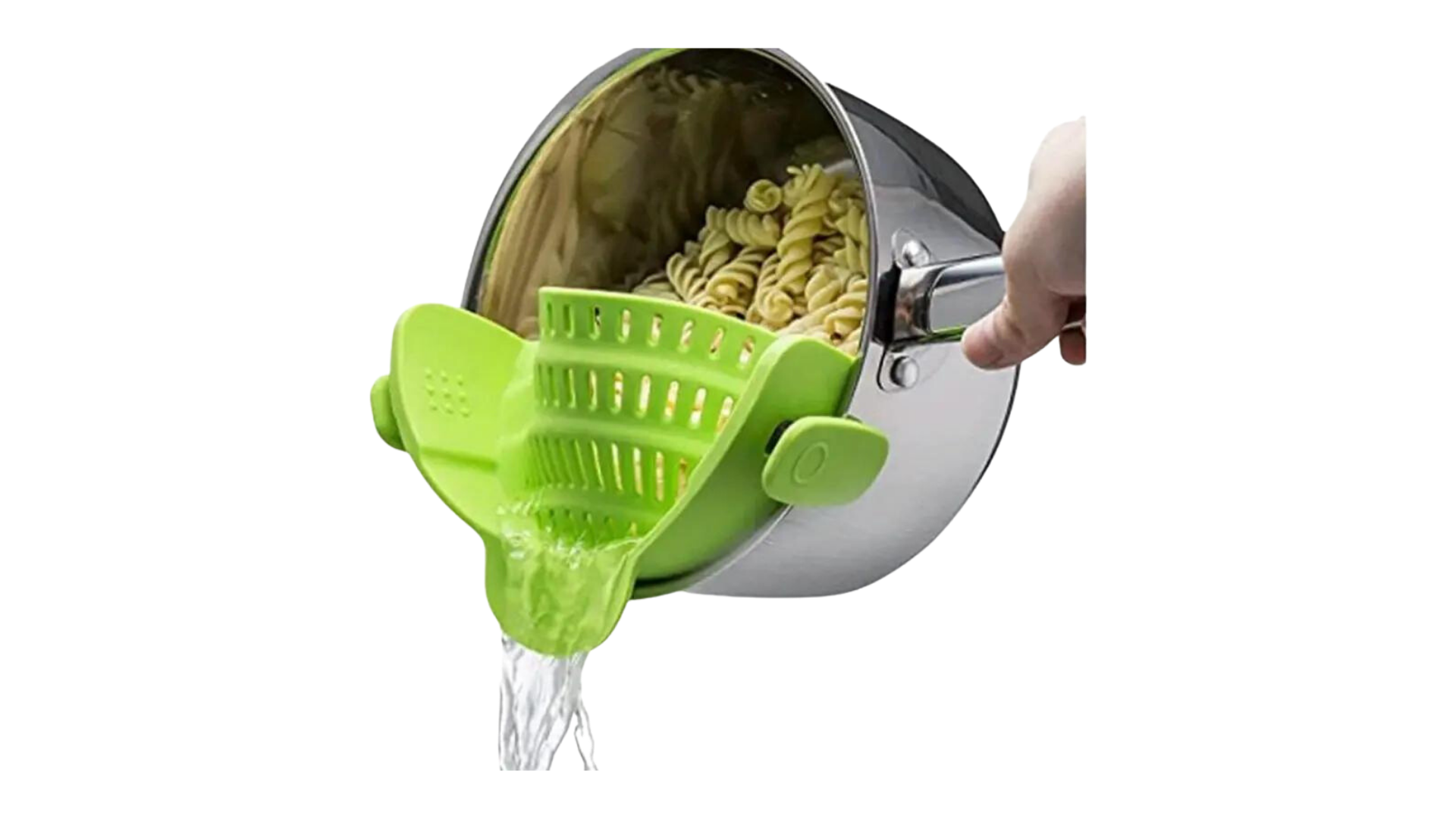 Silicone Kitchen Strainer Clip Pan Drain Rack Bowl Funnel Rice Pasta Vegetable Washing