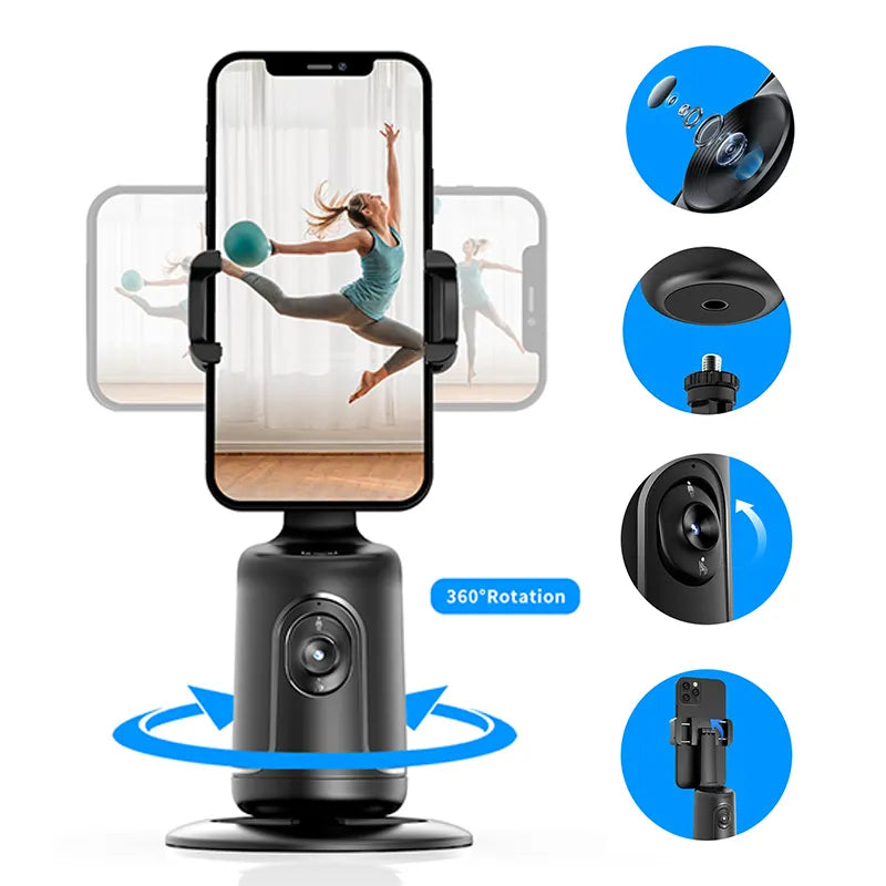 Portable Smart Live Selfie Video Stick Stand 360 Degree Rotation AI Auto Face Tracking Camera Gimbal Stabilizer Stand