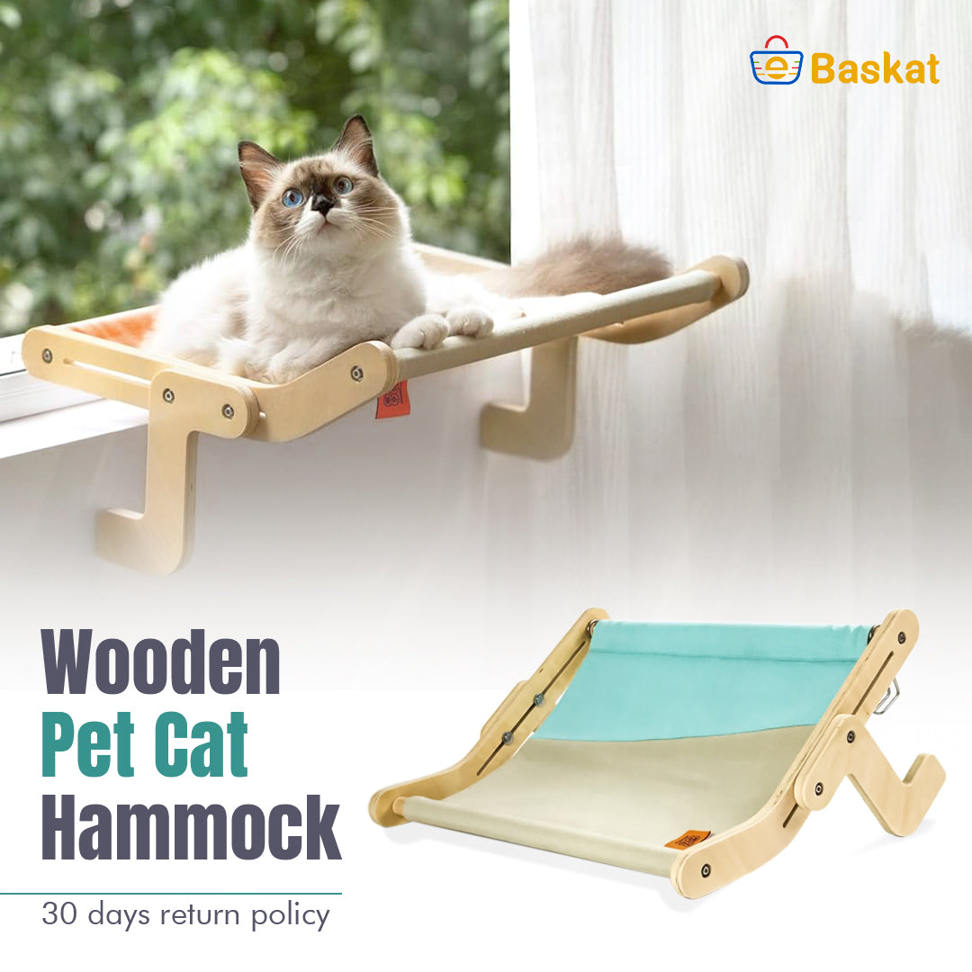 Wooden Pet Cat Hammock Seat for Indoor Cats Sturdy Adjustable Durable Steady Cat Bed