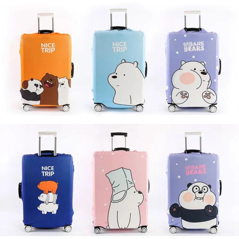 Luggage Protective Cover  Bear Pattern Suitcase Dustproof Cover Trolley Stretch Fabric Case Elastic Travel Accessories