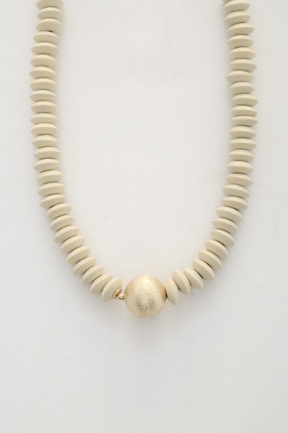 Ball Bead Wood Disc Necklace