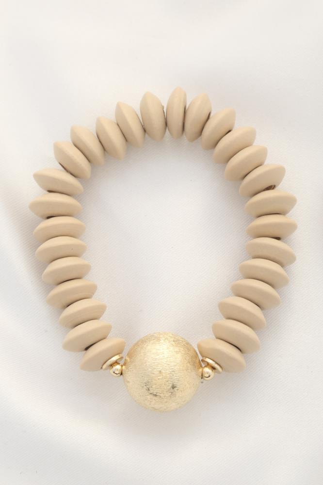 Ball Bead Wood Disc Bracelet